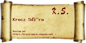 Krecz Sára névjegykártya